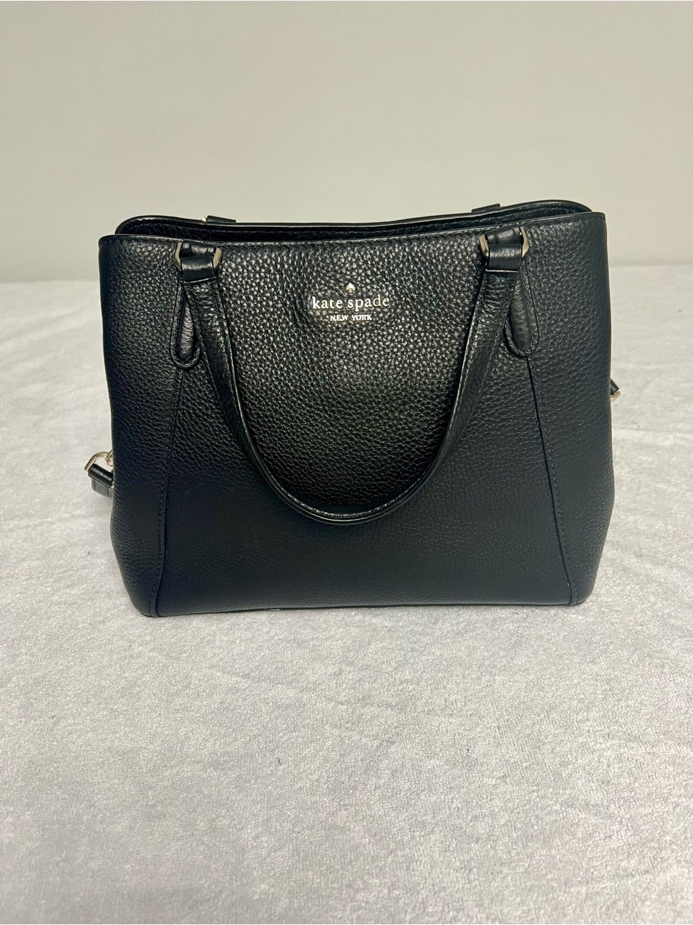 Kate Spade New York Black Pebbled Leather Satchel Crossbody Purse Small EUC